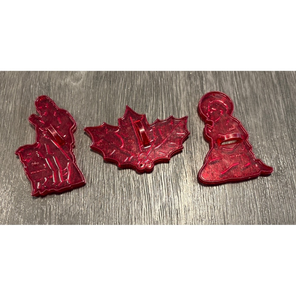 Vintage HRN Christmas Cookie Cutters Original Red Clear Made in U.S.A. Set-16 - Picture 10 of 16